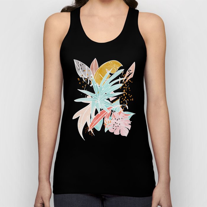 Veronica, Tropical Eclectic Bold Monstera Palm Illustration Nature Modern Colorful Jungle Tank Top