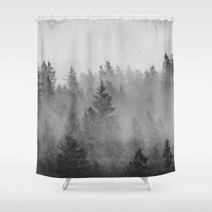 Black And White Forest Abstract Shower Curtain By Cascadia Society6