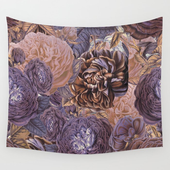 Vintage & Shabby-chic - floral purple roses flowers rose flower garden Wall Tapestry