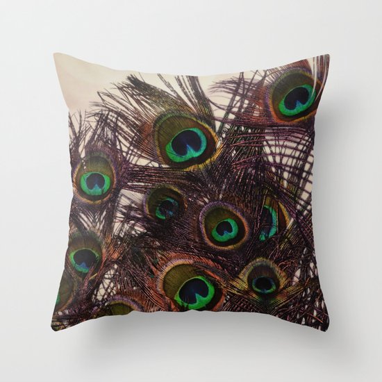 Peacock Feathers Throw Pillow