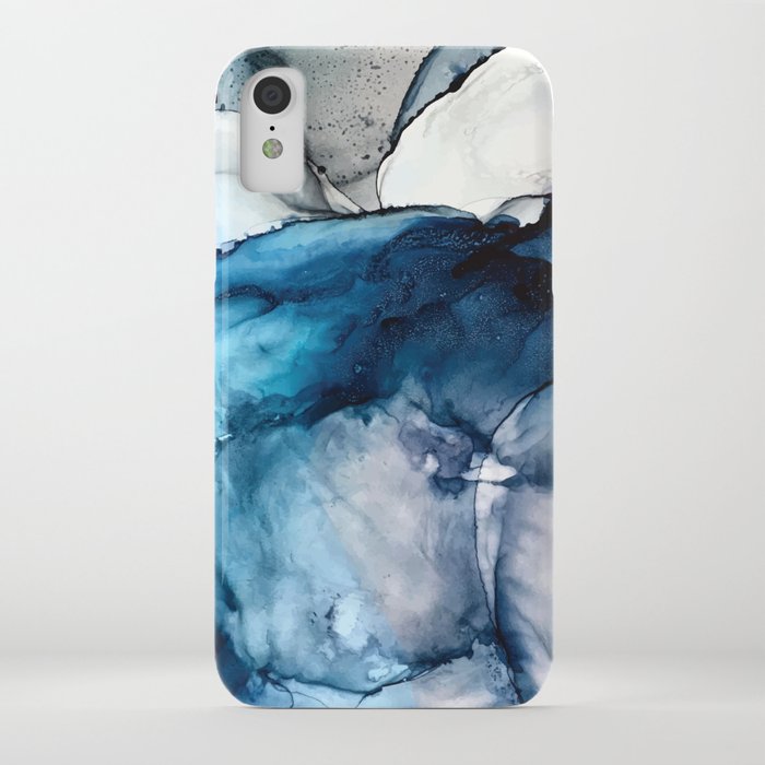 white sand blue sea - alcohol ink painting iphone case