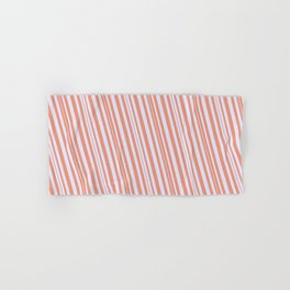 [ Thumbnail: Dark Salmon & Lavender Colored Stripes Pattern Hand & Bath Towel ]