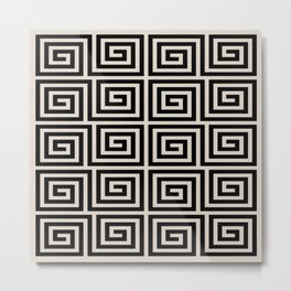 Greek Key Pattern 123 Black and Linen White Metal Print | Pattern, Hollywoodregency, Hollywood, Traditional, Contemporary, Key, Classical, Meander, Greekkey, Fret 
