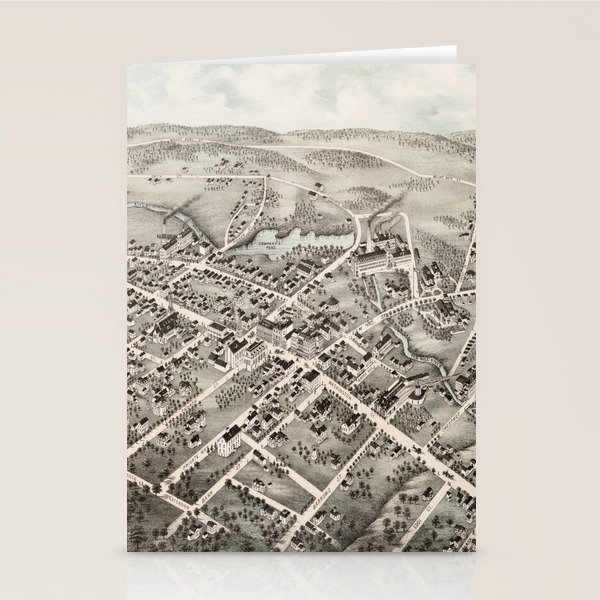 Vintage Pictorial Map of North Attleborough MA (1878) Stationery Cards