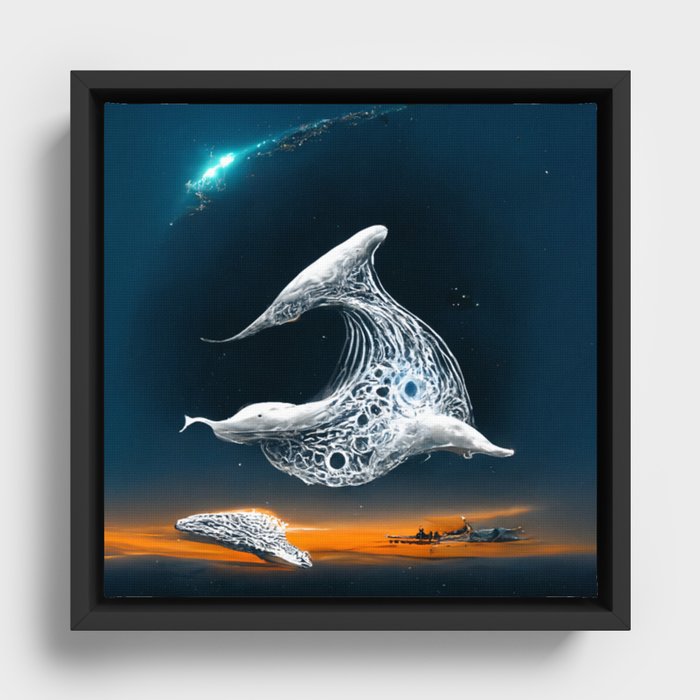 Filligree Whale Framed Canvas