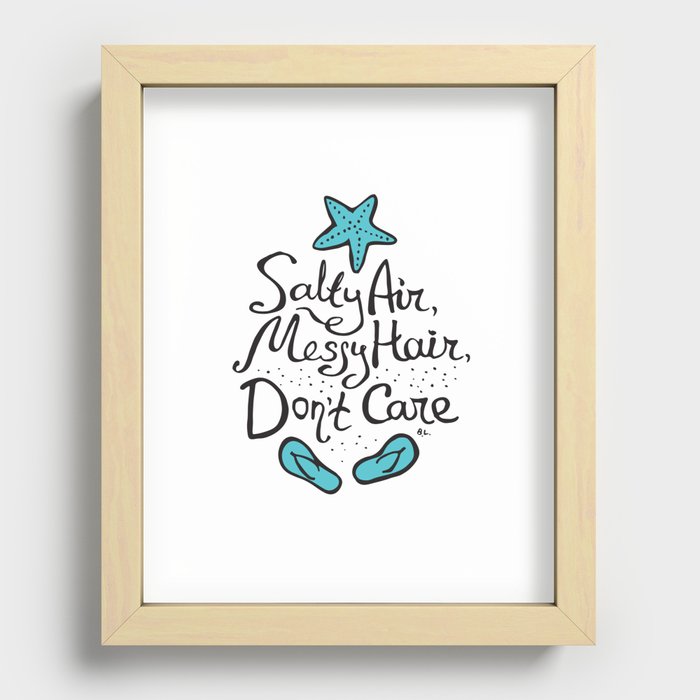  'Salty Air, Messy Hair, Don't Care' Recessed Framed Print