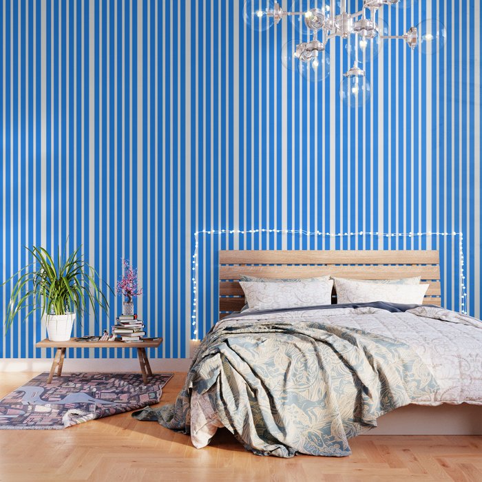 Shana - Blue Colourful Minimalistic Retro Stripe Art Design Pattern Wallpaper