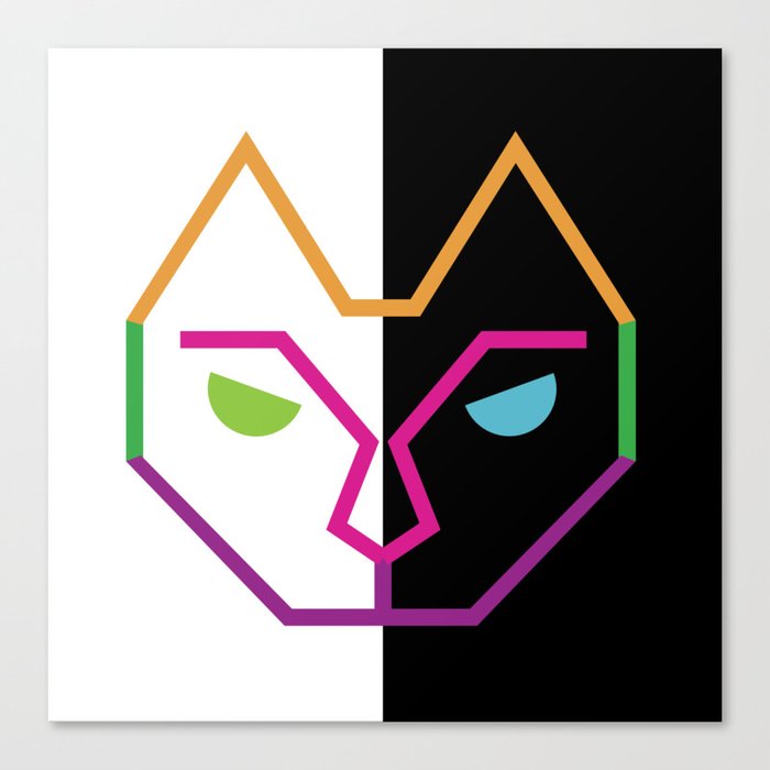 Abstract Multicolored Cat Canvas Print