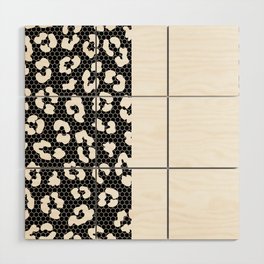 White Leopard Print Lace Vertical Split on Black Wood Wall Art