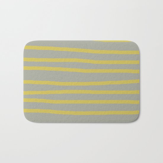Simply Drawn Stripes in Mod Yellow Retro Gray Bath Mat
