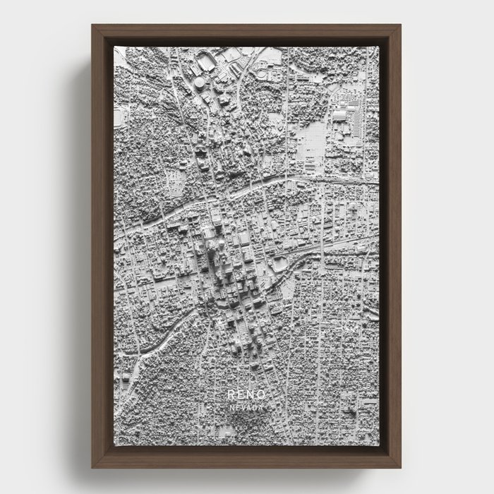Reno 3D Map Framed Canvas
