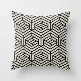 Black and Beige Cube Geometric Shape Pattern Pairs DE 2022 Trending Color Bay Salt DET642 Throw Pillow