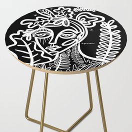 Black and white floral Side Table