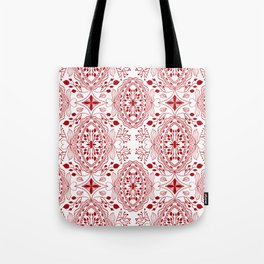 Floral Pattern in Red Tote Bag