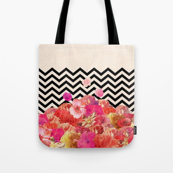 Chevron Flora II Tote Bag