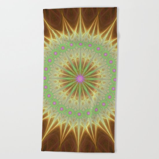 Fractal mandala sun Beach Towel