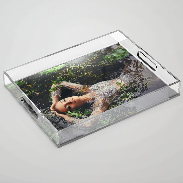 Song of Ophelia singing in the river Denmark; William Shakespeare's Hamlet magical realism female portrait color photograph / photography Acrylic Tray