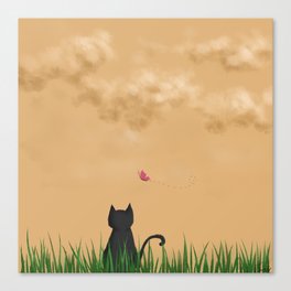 Cat and Butterfly Canvas Print