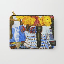 Calla lily, sunflowers, peonies, dahlia flower sellers, Mexico portrait painting by Bennilover Carry-All Pouch