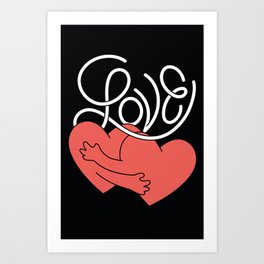 Love Hearts Hugging Art Print