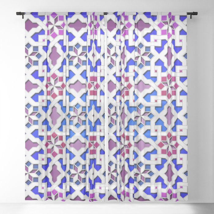 Beautiful Oriental Flower Pattern 9 Sheer Curtain By Ohaniki