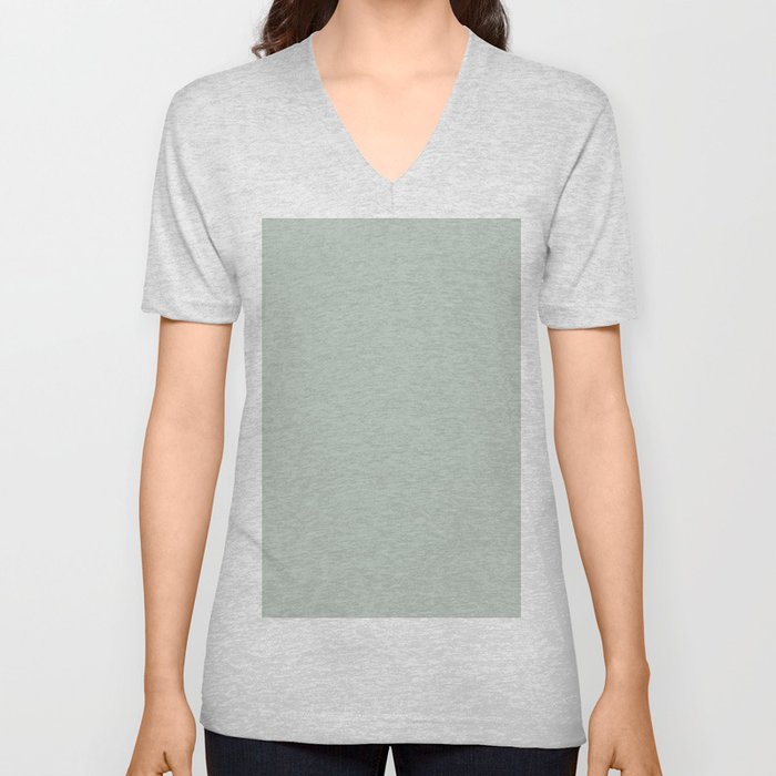 Light Gray Solid Color Pantone Pale Aqua 13-5305 TCX Shades of Green Hues V Neck T Shirt