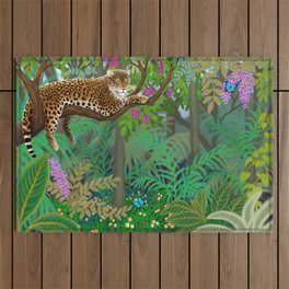 Wild Leopard in the Jungle Outdoor Rug