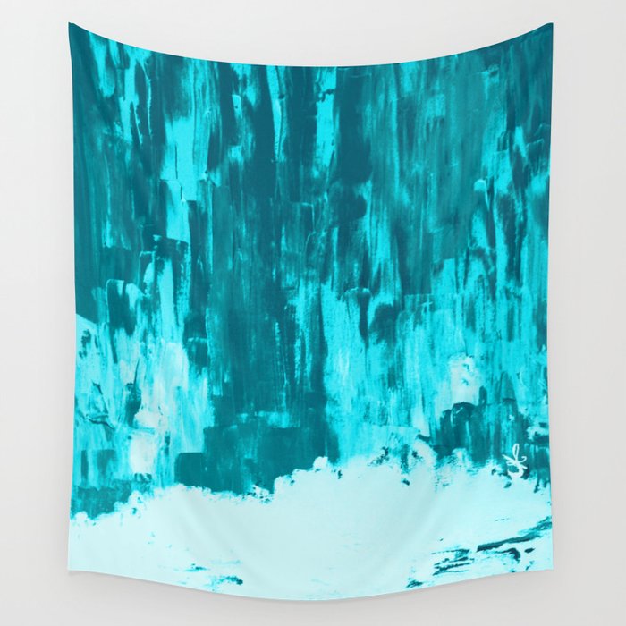 Bright Blue Snow Nights with Icicles Wall Tapestry