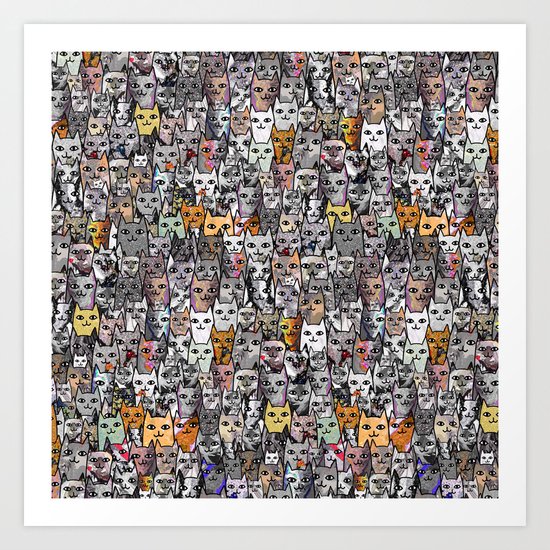 Gemstone Cats Gold Art Print