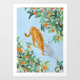 Leopard and Orange Trees Art Print