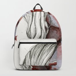 Size Zero Zombie No.2 Backpack | Model, Red, Illustration, Women, Ink, Eyes, Zombie, Grey, Black, Undead 