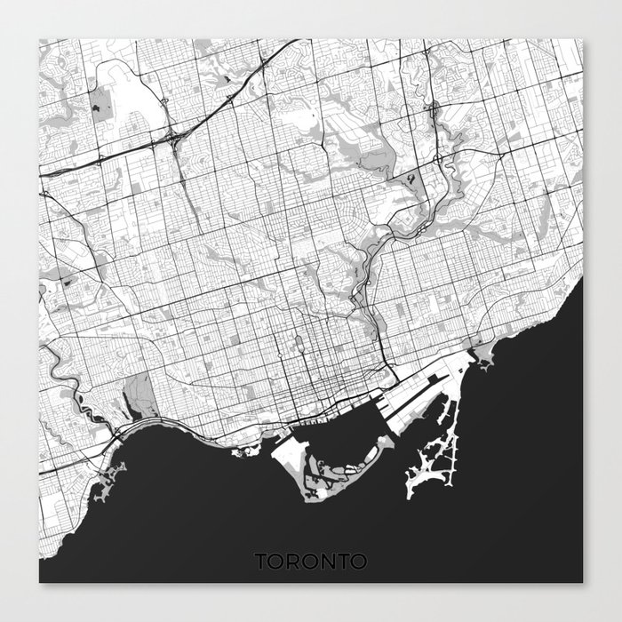 Toronto Map Gray Canvas Print
