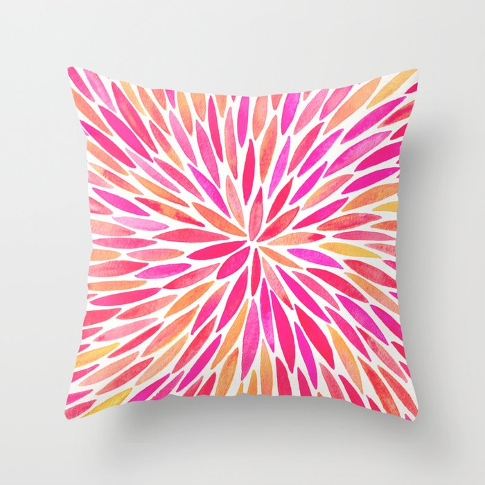 Watercolor Burst – Pink Ombré Throw Pillow