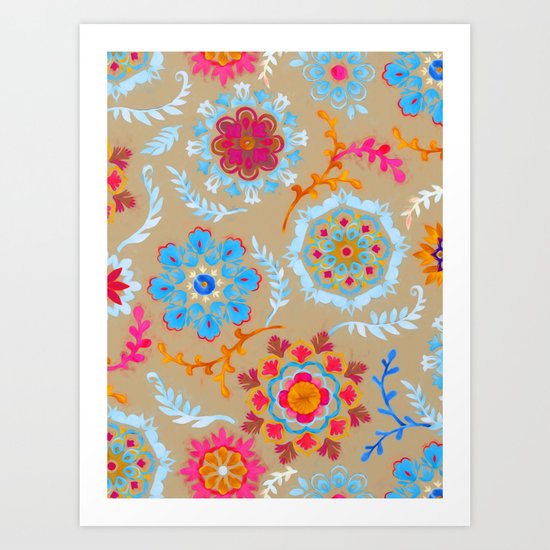 Brown Sugar Suzani Inspired Pattern Art Print