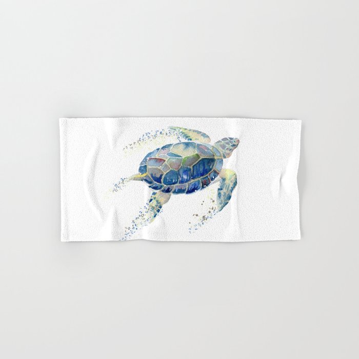 Lone Sea Turtle Watercolor  Hand & Bath Towel