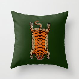 TIBETAN TIGER RUG-green Throw Pillow