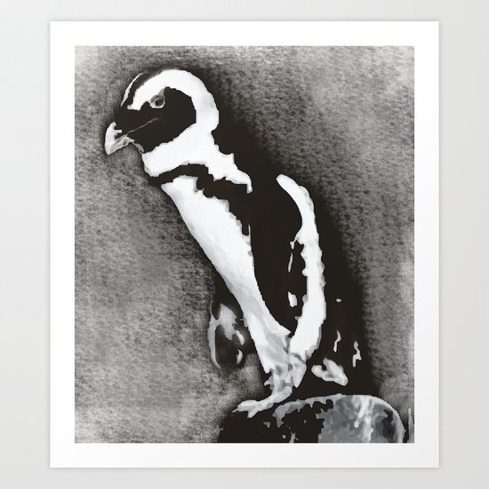 Charcoal Penguin Art Print