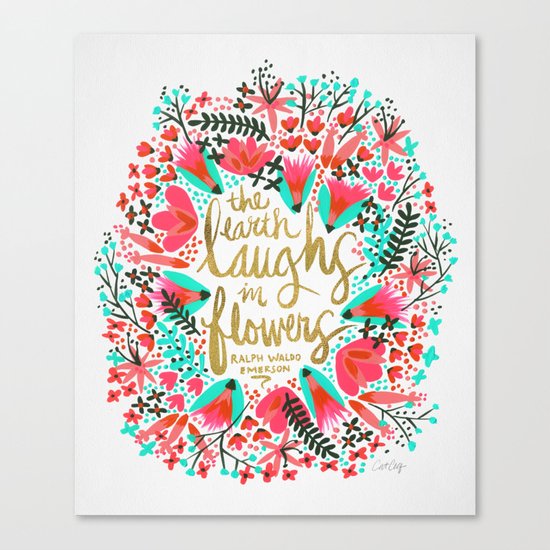 The Earth Laughs in Flowers – Pink & Gold Canvas Print