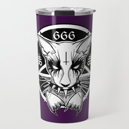 Black Metal Cat Purple Travel Mug