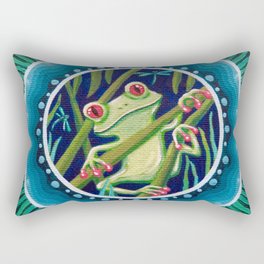 Green Tree Frog Mandala Rectangular Pillow