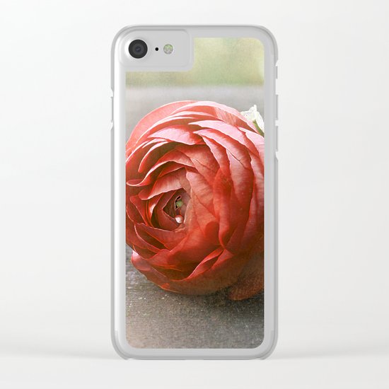 Vintage Ranunculus(2). Clear iPhone Case