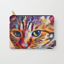 Tabby 2 Carry-All Pouch | Young, Cute, Mammal, Tabby, Painting, Pretty, Striped, Gray, Face, Cat 