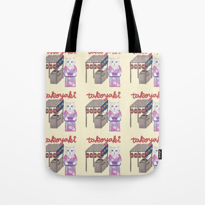 Cat lady at Japan food stall Tote Bag