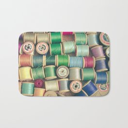 Cotton Reels Bath Mat | Cotton Reels, Vintage, Forgrandmother, Multicolour, Green, Thread, Collection, Cassia Beck, Purple, Photo 
