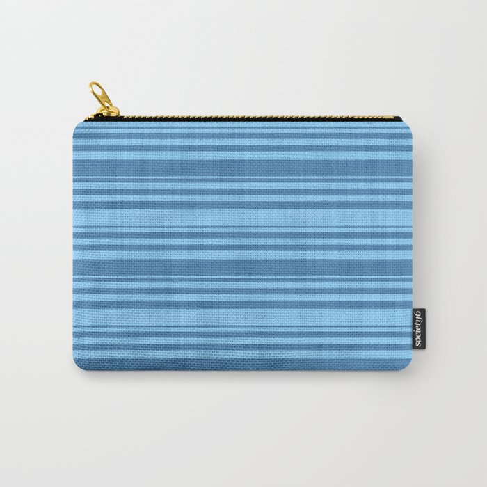 Blue and Light Sky Blue Colored Lines Pattern Carry-All Pouch