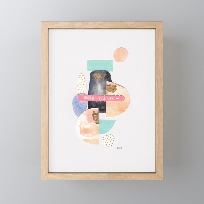 colorful collage - pull here Framed Mini Art Print