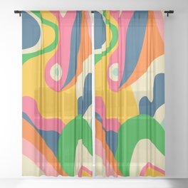 Colorful Mid Century Abstract  Sheer Curtain