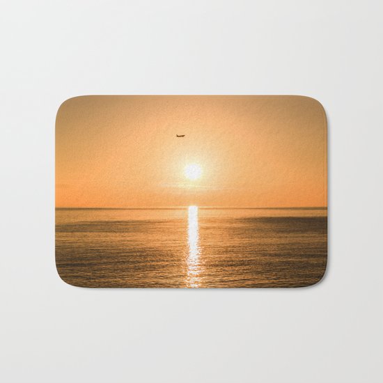 Flight Over The Sea At Sunset Bath Mat