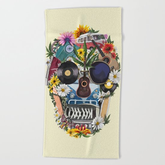 summer skull Beach Towel