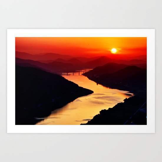 Sunset at the River Art Print